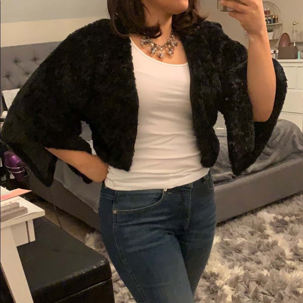 Black Faux fur shrug